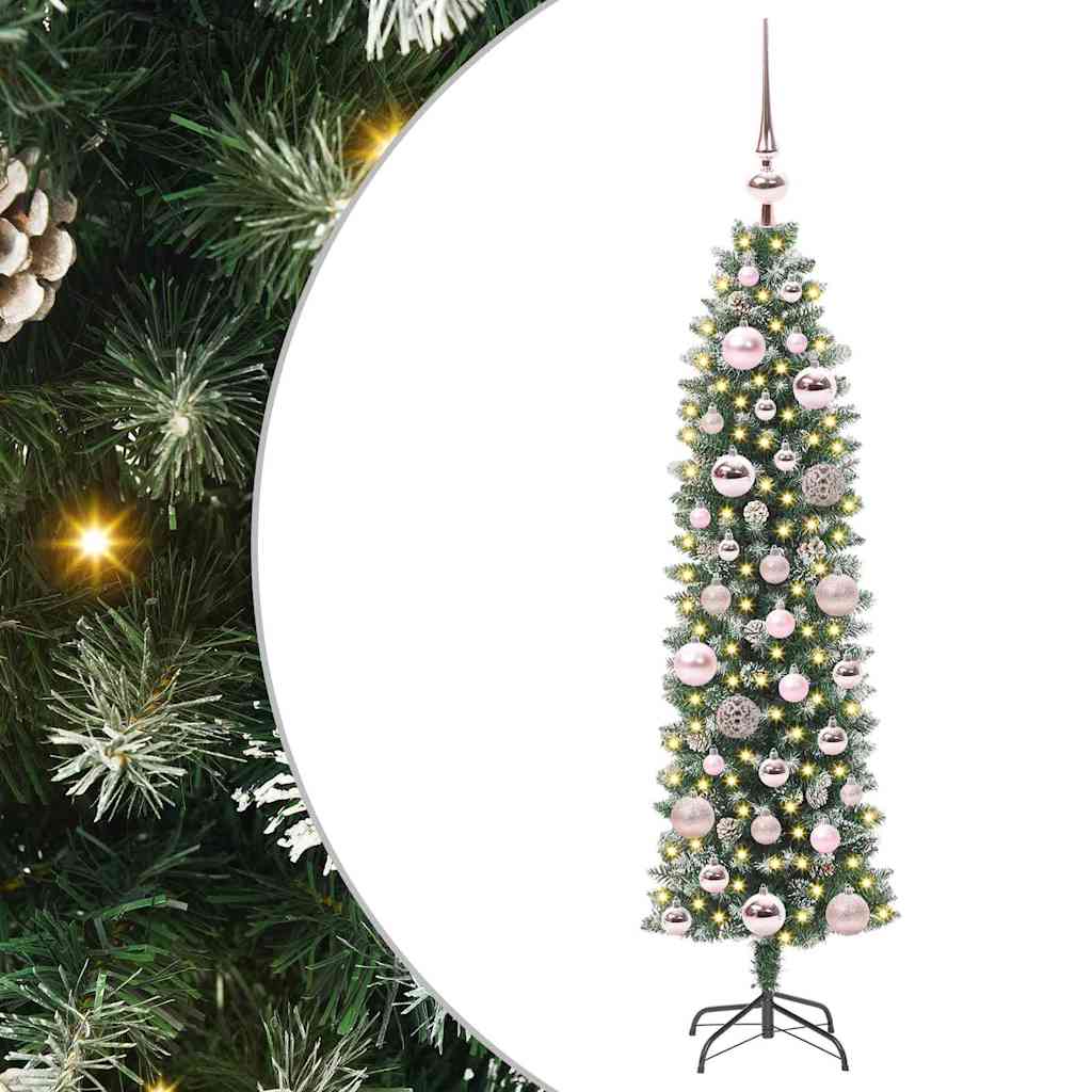 Kunstmatige slanke kerstboom met 150 LED Groen en Wit 120 cm is nu te koop bij PeponiXL, paradijselijk wonen!