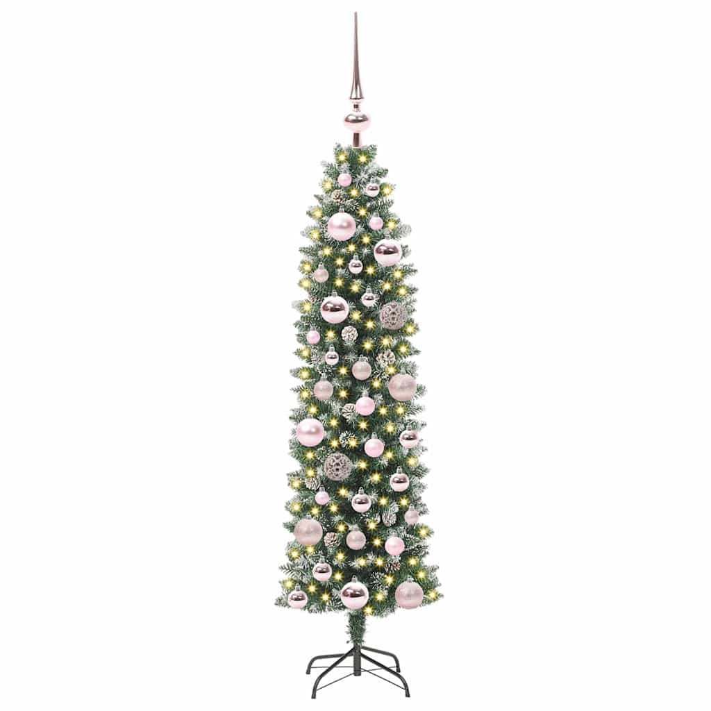 Kunstmatige slanke kerstboom met 150 LED Groen en Wit 120 cm is nu te koop bij PeponiXL, paradijselijk wonen!