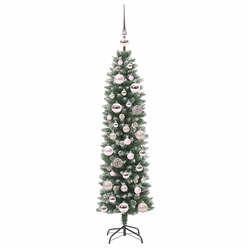 Kunstmatige slanke kerstboom met 150 LED Groen en Wit 120 cm is nu te koop bij PeponiXL, paradijselijk wonen!