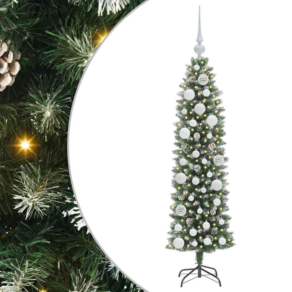 Kunstmatige slanke kerstboom met 150 LED Groen en Wit 120 cm is nu te koop bij PeponiXL, paradijselijk wonen!