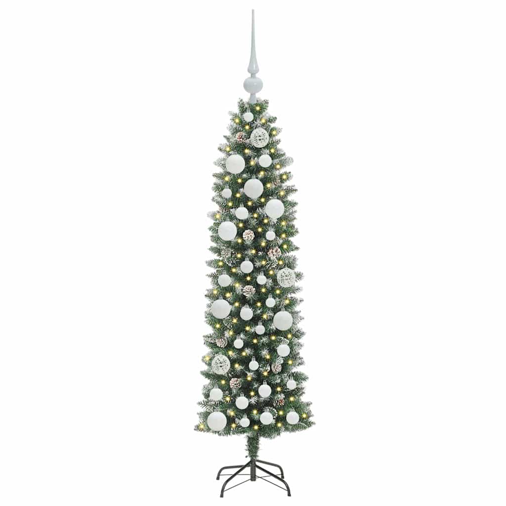 Kunstmatige slanke kerstboom met 150 LED Groen en Wit 120 cm is nu te koop bij PeponiXL, paradijselijk wonen!