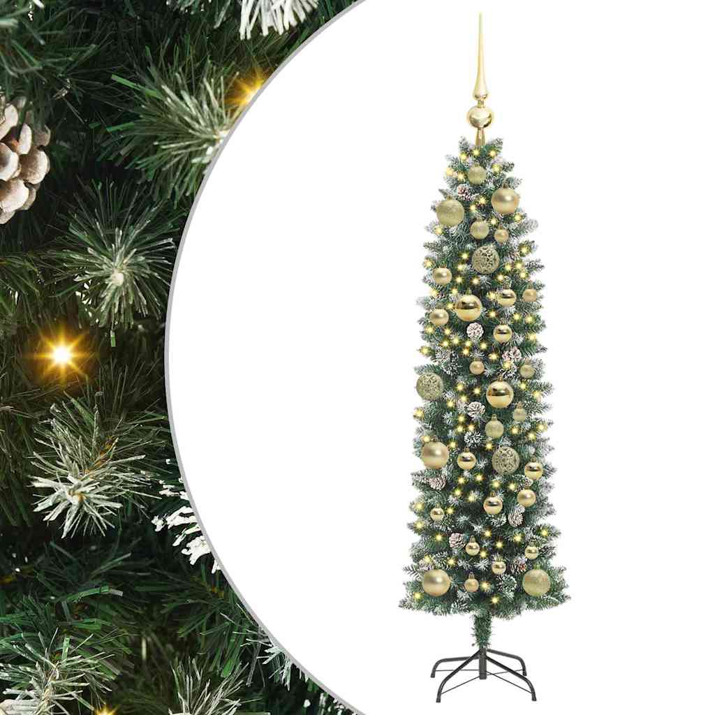 Kunstmatige slanke kerstboom met 150 LED Groen en Wit 120 cm is nu te koop bij PeponiXL, paradijselijk wonen!