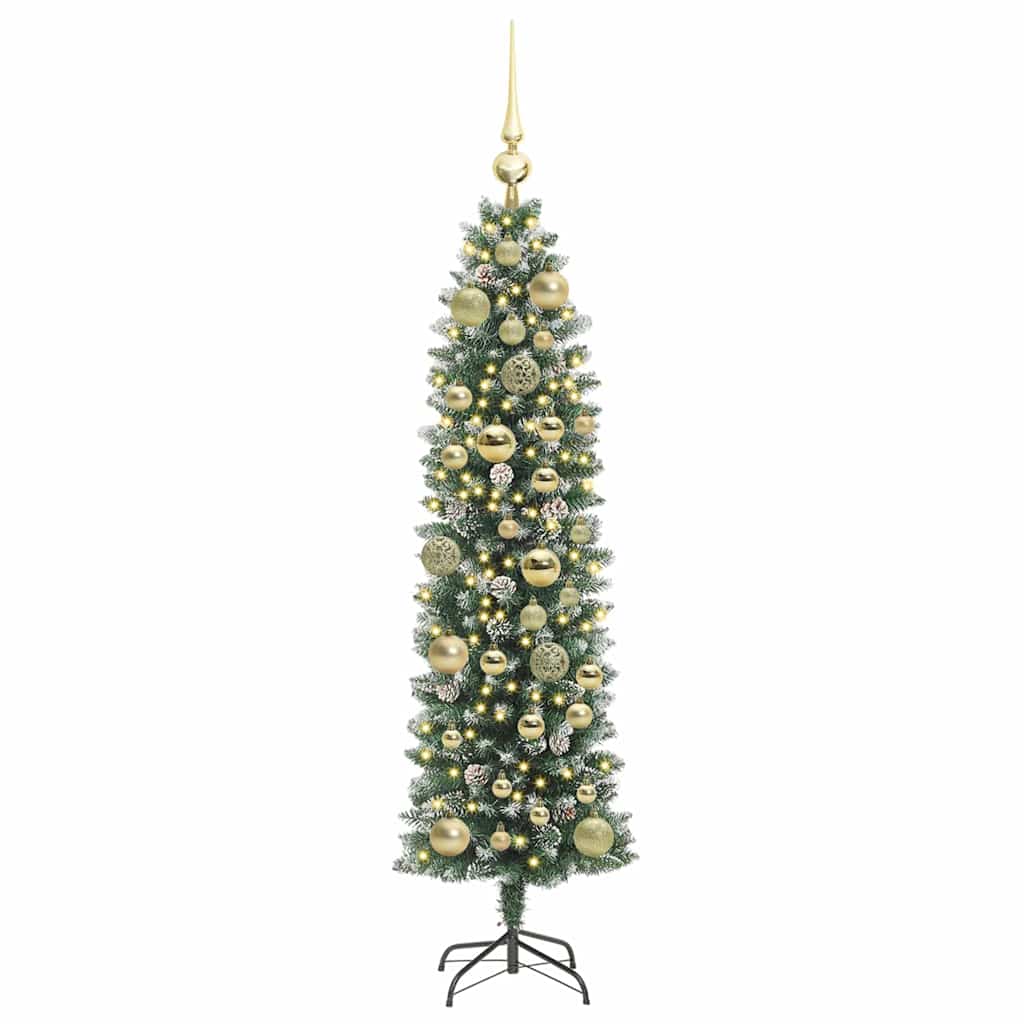 Kunstmatige slanke kerstboom met 150 LED Groen en Wit 120 cm is nu te koop bij PeponiXL, paradijselijk wonen!