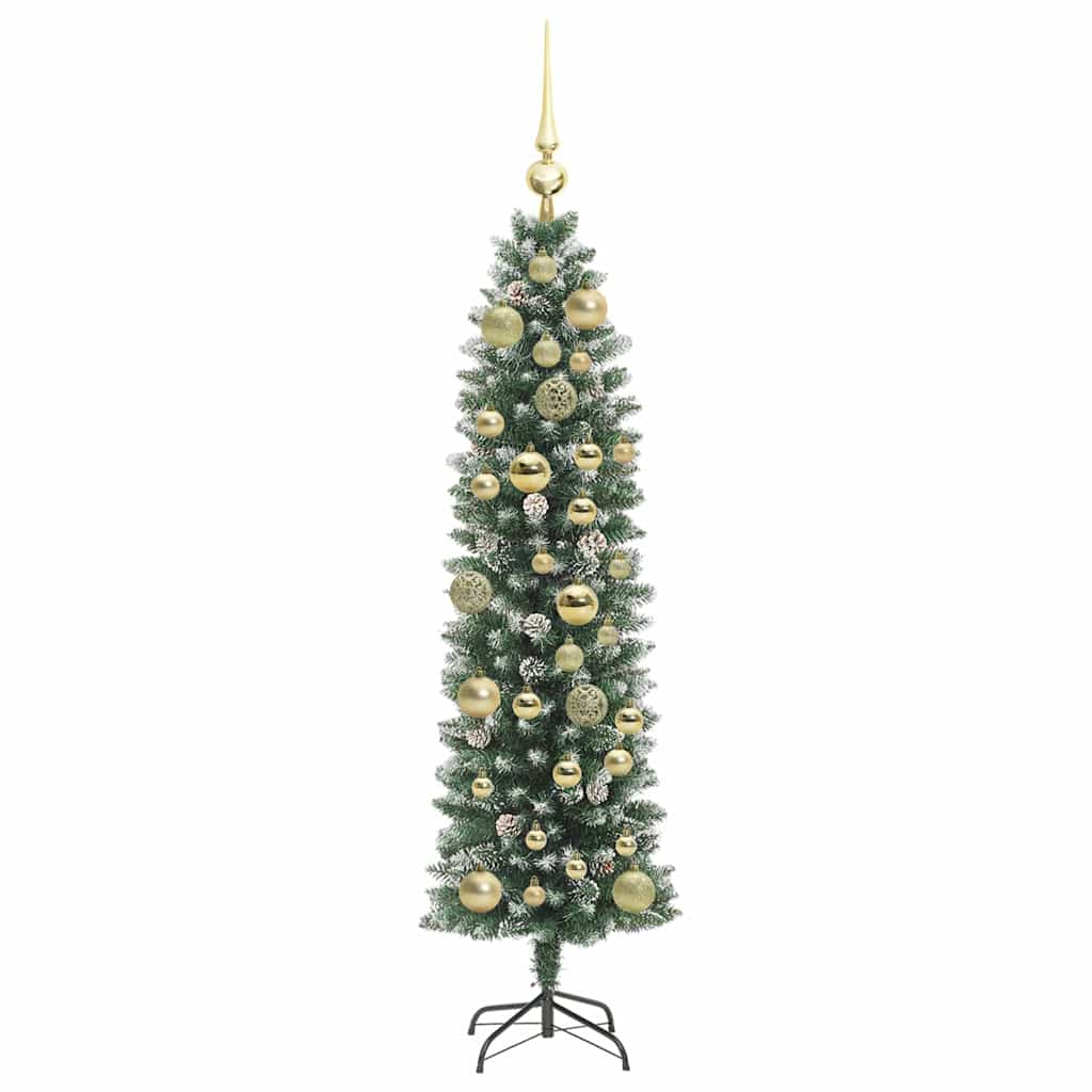 Kunstmatige slanke kerstboom met 150 LED Groen en Wit 120 cm is nu te koop bij PeponiXL, paradijselijk wonen!