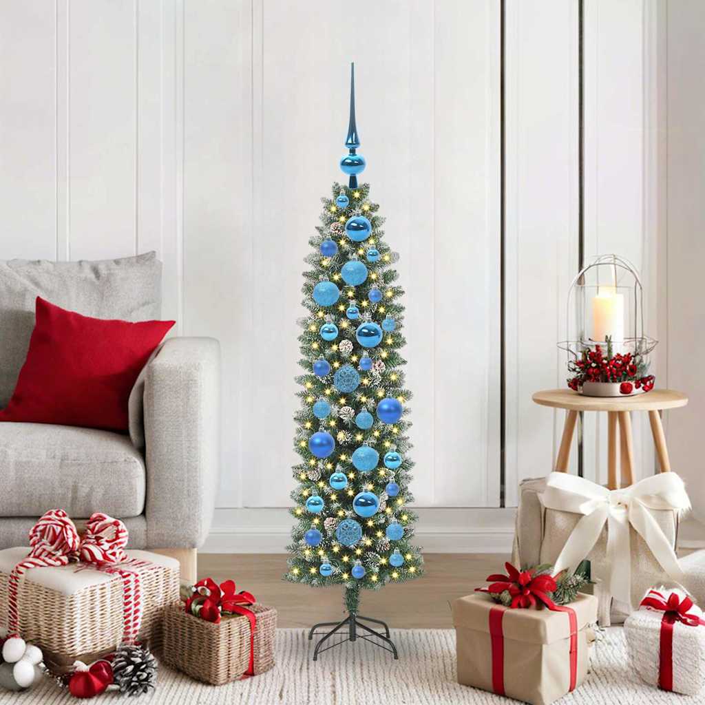 Kunstmatige slanke kerstboom met 150 LED Groen en Wit 120 cm is nu te koop bij PeponiXL, paradijselijk wonen!