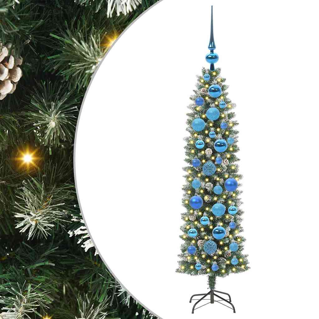 Kunstmatige slanke kerstboom met 150 LED Groen en Wit 120 cm is nu te koop bij PeponiXL, paradijselijk wonen!