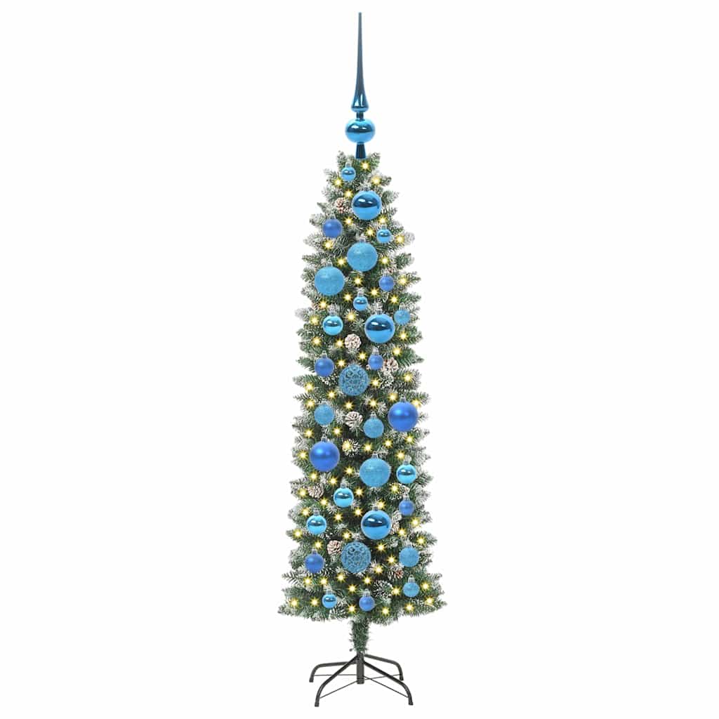 Kunstmatige slanke kerstboom met 150 LED Groen en Wit 120 cm is nu te koop bij PeponiXL, paradijselijk wonen!
