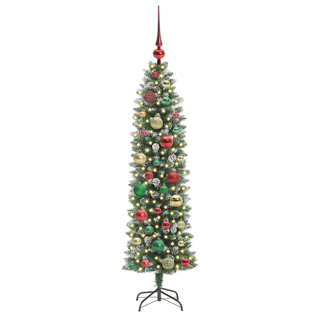Kunstmatige slanke kerstboom met 150 LED Groen en Wit 120 cm is nu te koop bij PeponiXL, paradijselijk wonen!