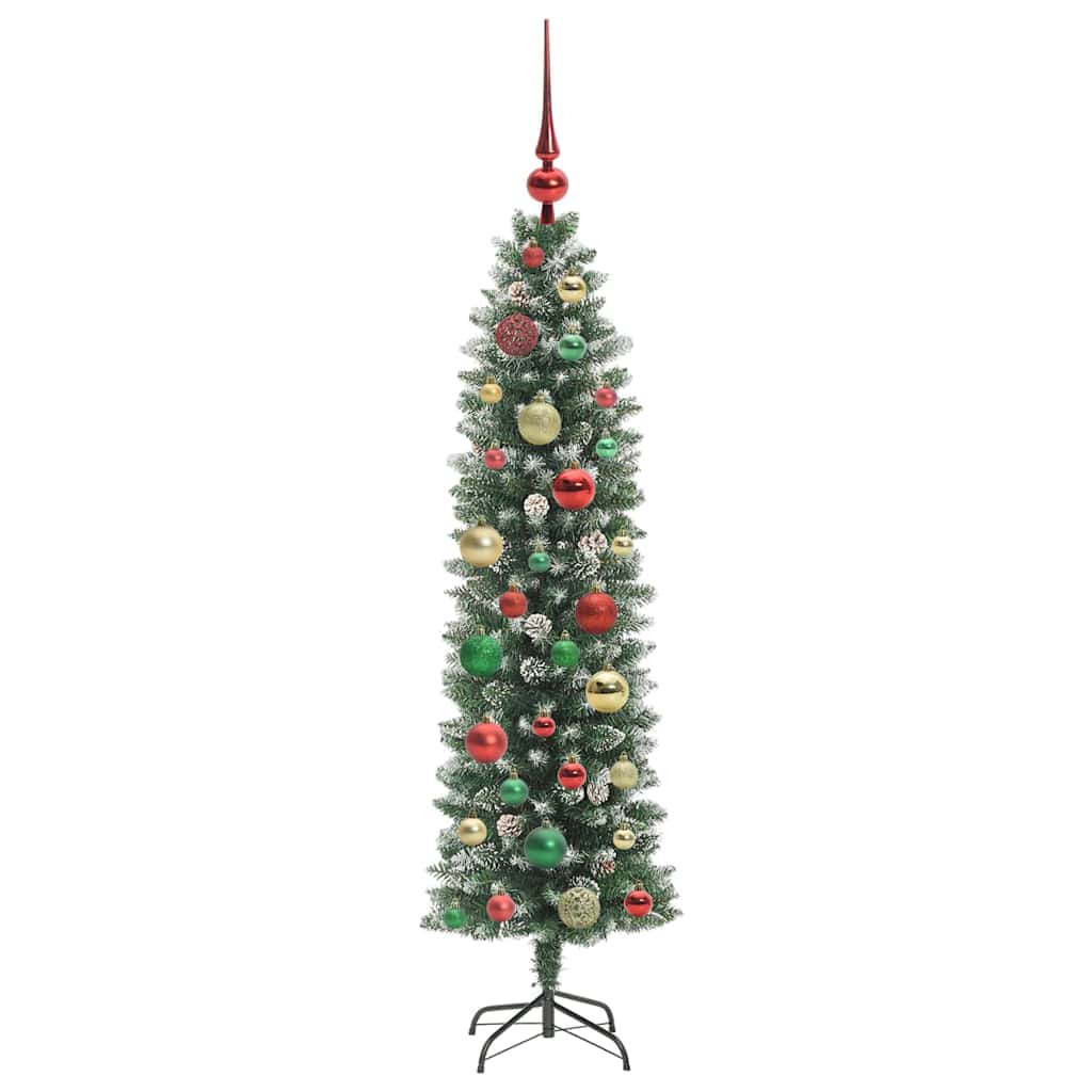 Kunstmatige slanke kerstboom met 150 LED Groen en Wit 120 cm is nu te koop bij PeponiXL, paradijselijk wonen!