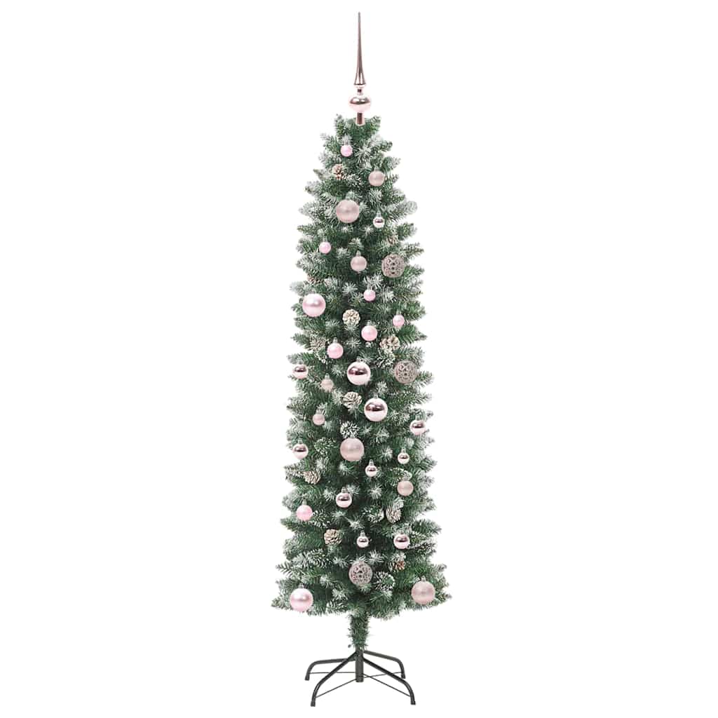 Kunstmatige slanke kerstboom met 150 LED Groen en Wit 150 cm is nu te koop bij PeponiXL, paradijselijk wonen!