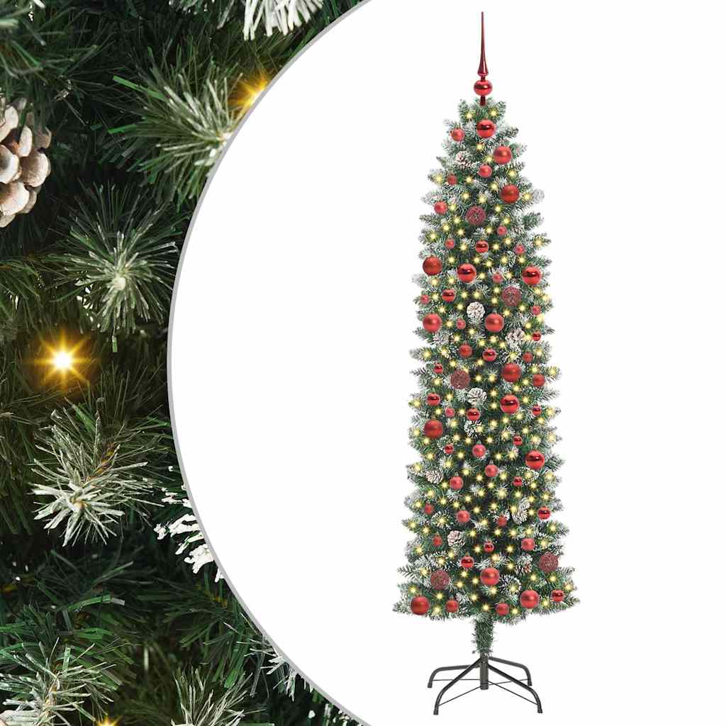 Kunstmatige slanke kerstboom met 300 LED Groen en Wit 180 cm is nu te koop bij PeponiXL, paradijselijk wonen!