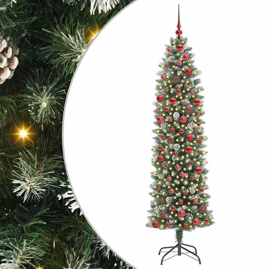 Kunstmatige slanke kerstboom met 300 LED Groen en Wit 180 cm is nu te koop bij PeponiXL, paradijselijk wonen!