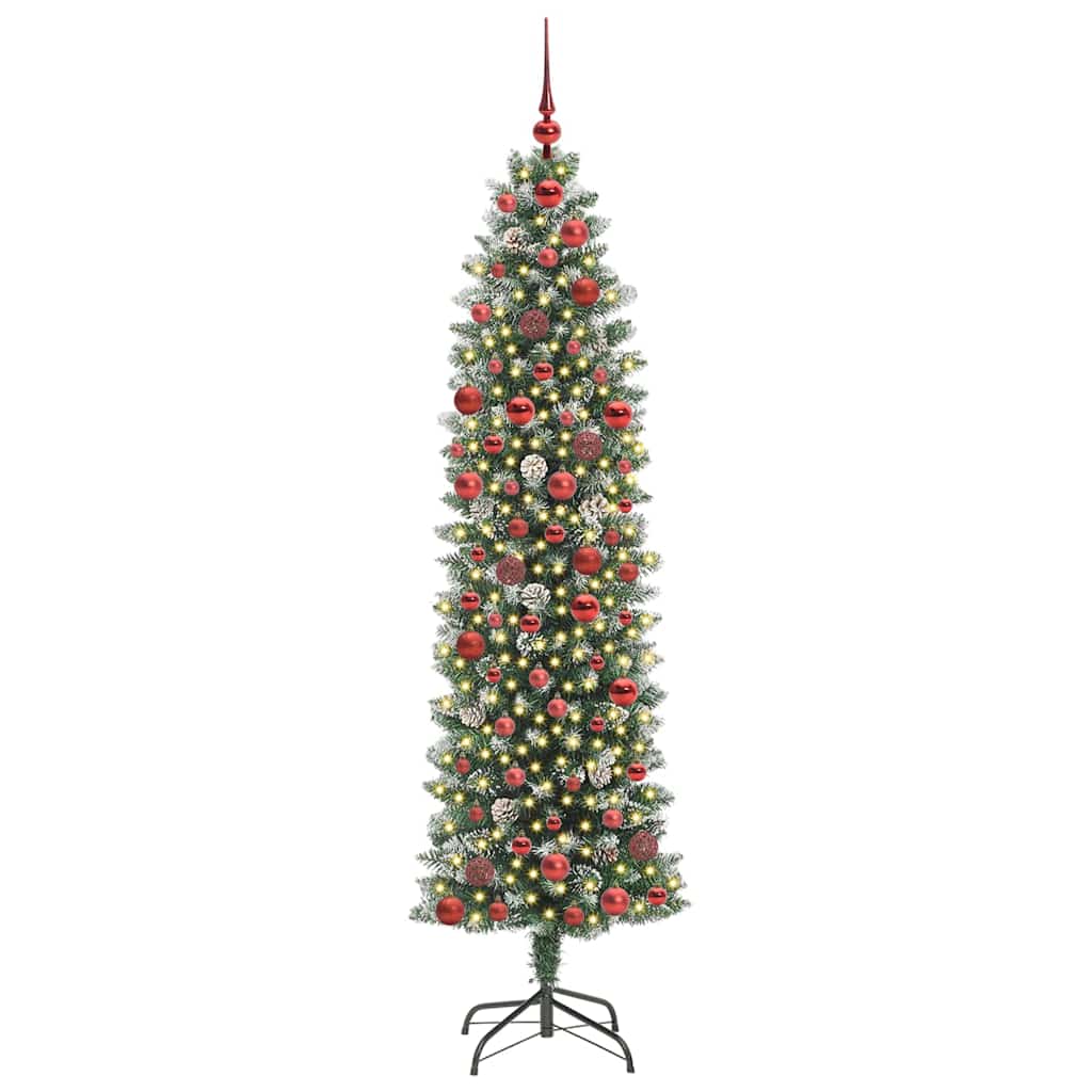 Kunstmatige slanke kerstboom met 300 LED Groen en Wit 180 cm is nu te koop bij PeponiXL, paradijselijk wonen!
