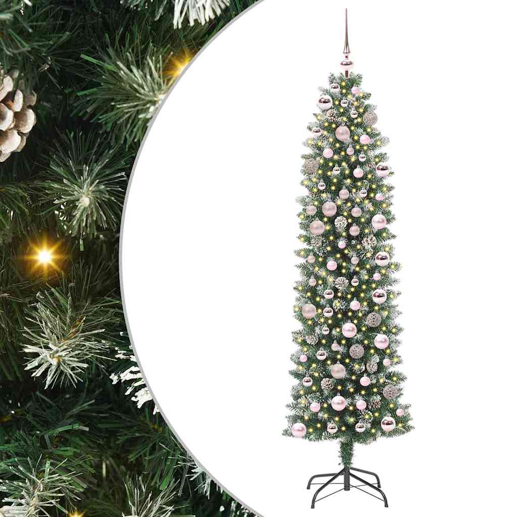 Kunstmatige slanke kerstboom met 300 LED Groen en Wit 180 cm is nu te koop bij PeponiXL, paradijselijk wonen!