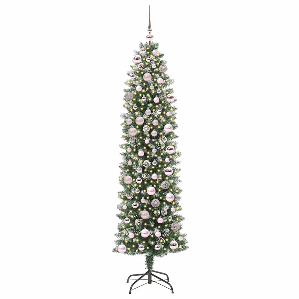 Kunstmatige slanke kerstboom met 300 LED Groen en Wit 180 cm is nu te koop bij PeponiXL, paradijselijk wonen!