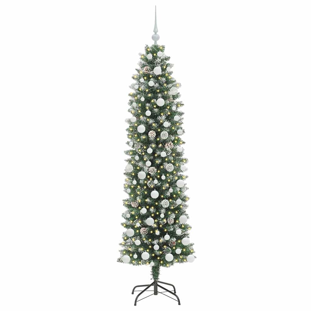 Kunstmatige slanke kerstboom met 300 LED Groen en Wit 180 cm is nu te koop bij PeponiXL, paradijselijk wonen!