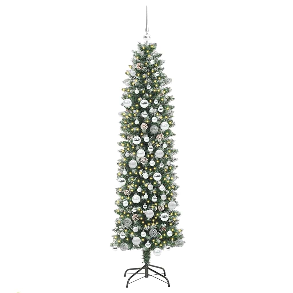 Kunstmatige slanke kerstboom met 300 LED Groen en Wit 180 cm is nu te koop bij PeponiXL, paradijselijk wonen!