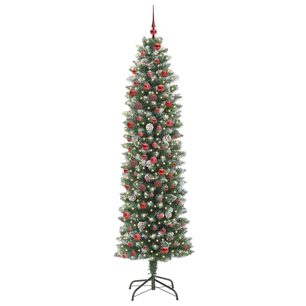 Kunstmatige slanke kerstboom met 300 LED Groen en Wit 210 cm is nu te koop bij PeponiXL, paradijselijk wonen!