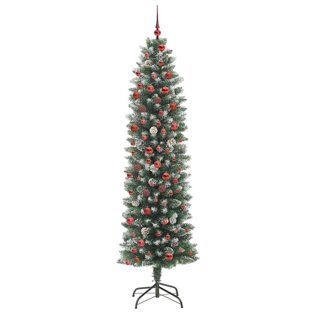 Kunstmatige slanke kerstboom met 300 LED Groen en Wit 210 cm is nu te koop bij PeponiXL, paradijselijk wonen!