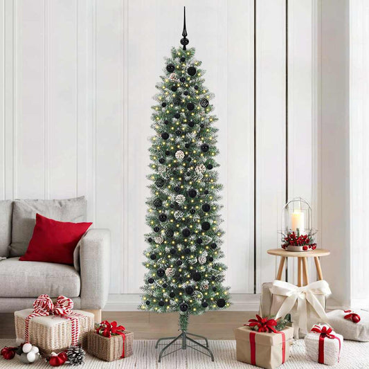 Kunstmatige slanke kerstboom met 300 LED Groen en Wit 210 cm is nu te koop bij PeponiXL, paradijselijk wonen!