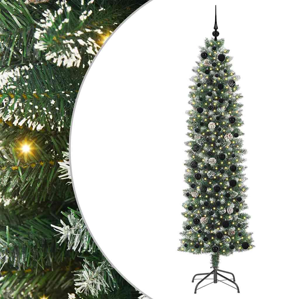 Kunstmatige slanke kerstboom met 300 LED Groen en Wit 210 cm is nu te koop bij PeponiXL, paradijselijk wonen!