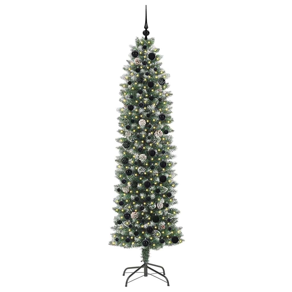 Kunstmatige slanke kerstboom met 300 LED Groen en Wit 210 cm is nu te koop bij PeponiXL, paradijselijk wonen!