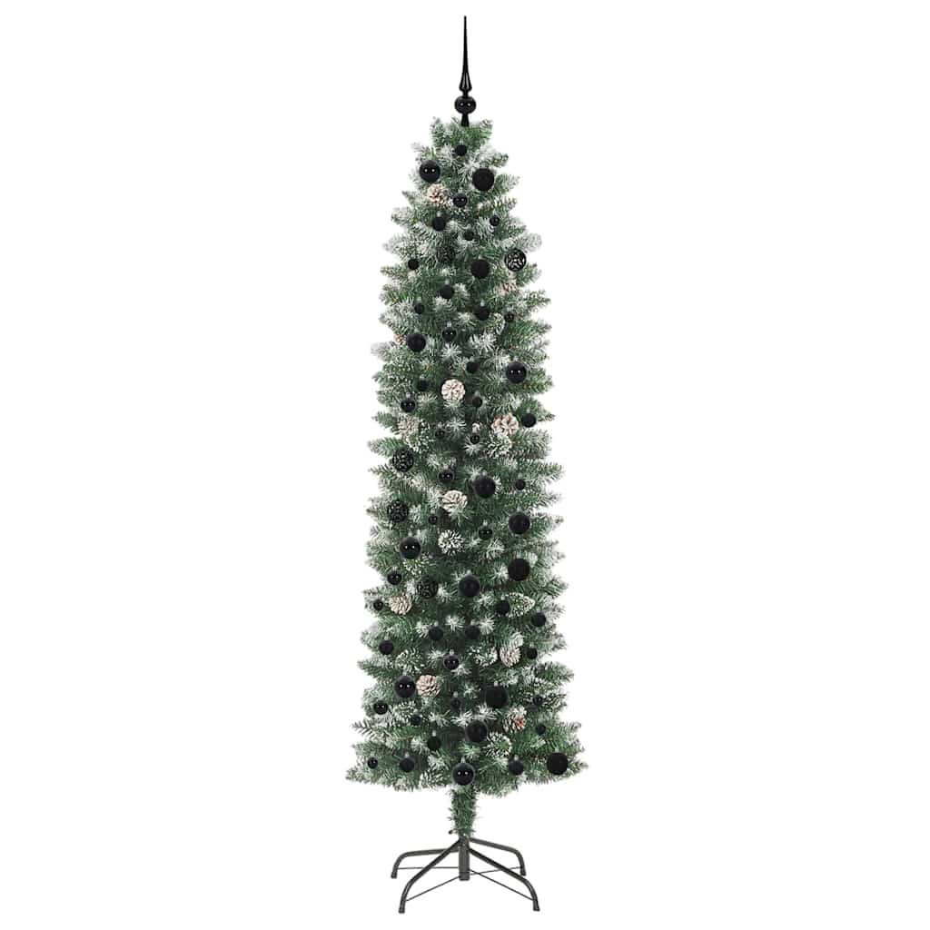 Kunstmatige slanke kerstboom met 300 LED Groen en Wit 210 cm is nu te koop bij PeponiXL, paradijselijk wonen!