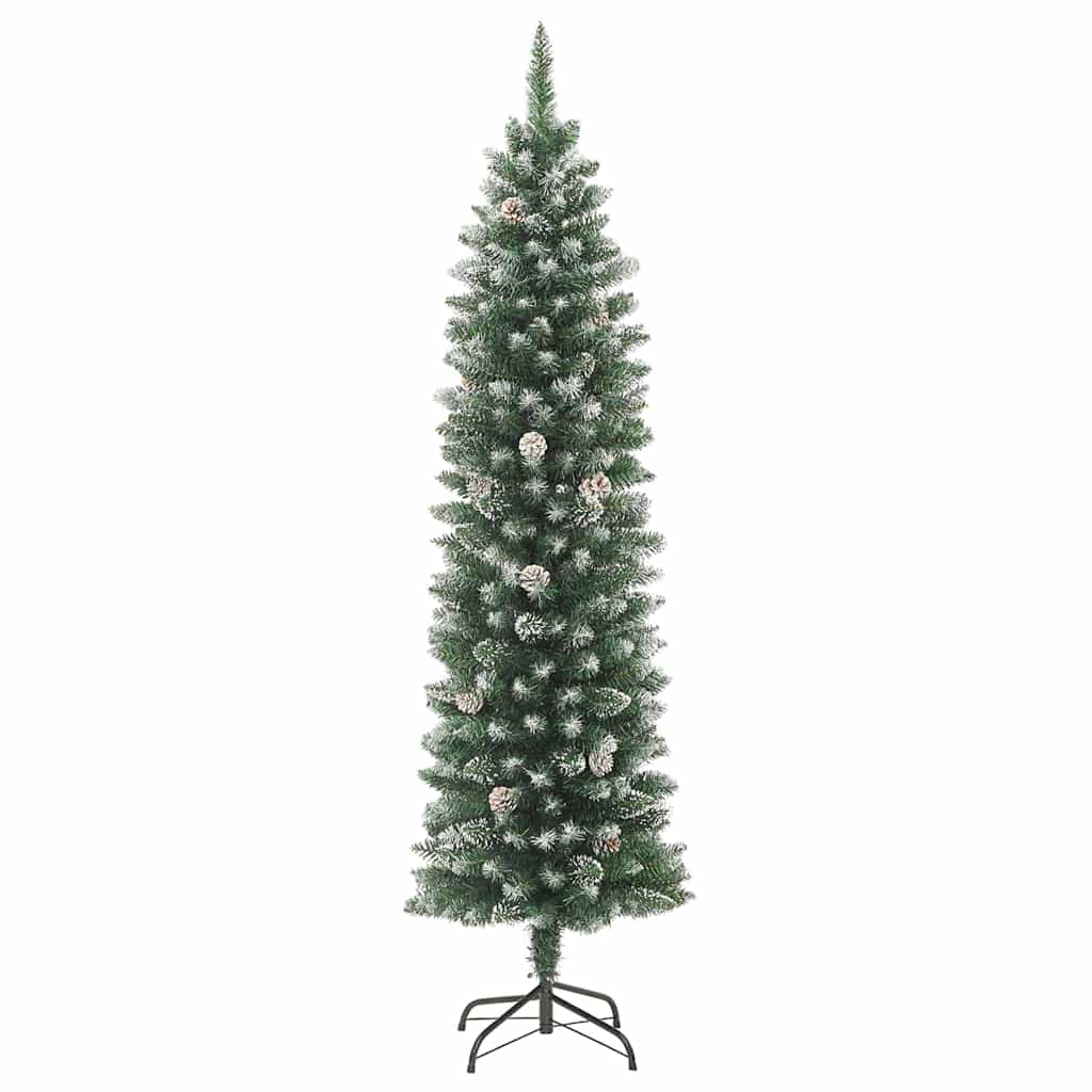 Kunstmatige slanke kerstboom met 300 LED Groen en Wit 210 cm is nu te koop bij PeponiXL, paradijselijk wonen!
