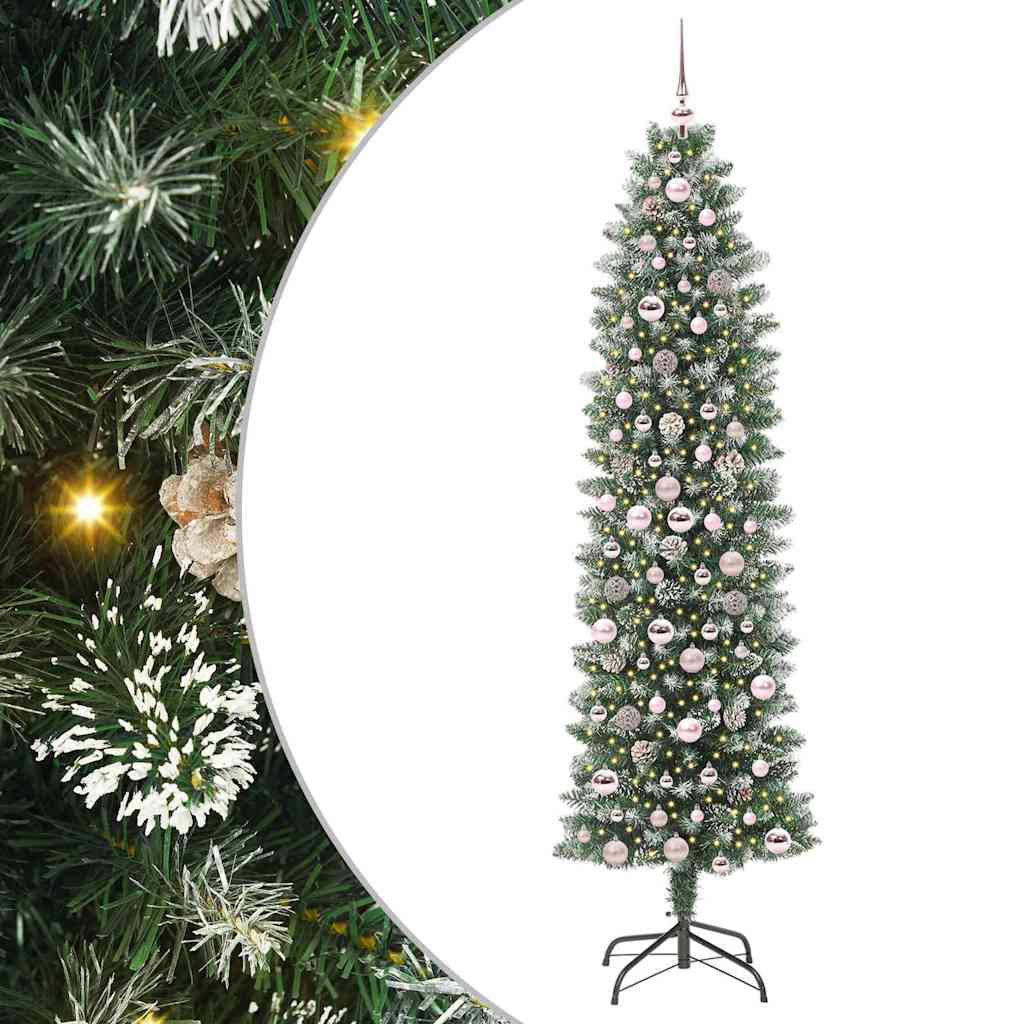 Kunstmatige slanke kerstboom met 300 LED Groen en Wit 210 cm is nu te koop bij PeponiXL, paradijselijk wonen!