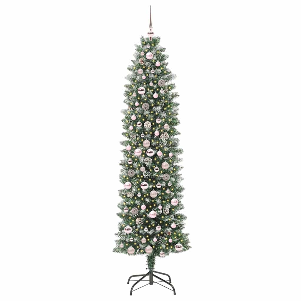 Kunstmatige slanke kerstboom met 300 LED Groen en Wit 210 cm is nu te koop bij PeponiXL, paradijselijk wonen!