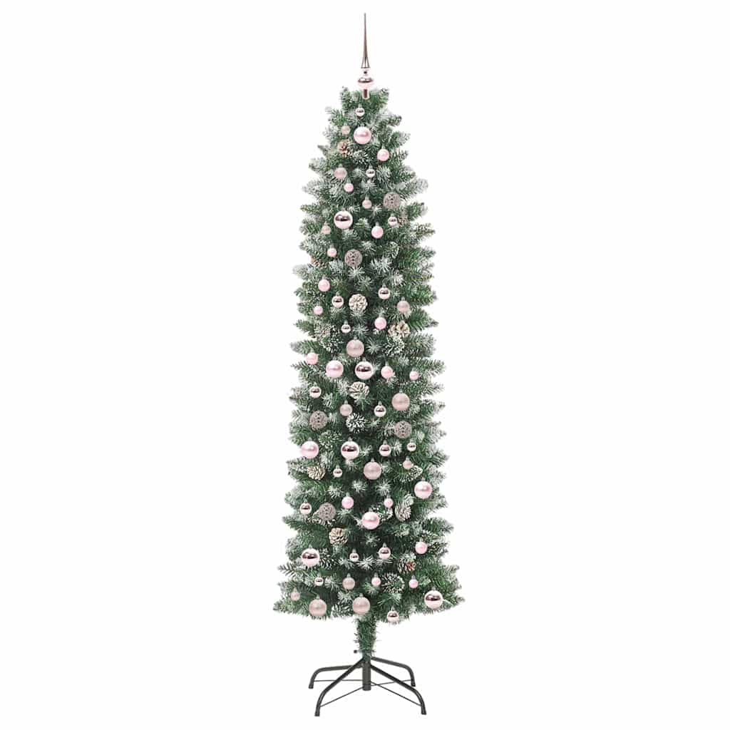 Kunstmatige slanke kerstboom met 300 LED Groen en Wit 210 cm is nu te koop bij PeponiXL, paradijselijk wonen!