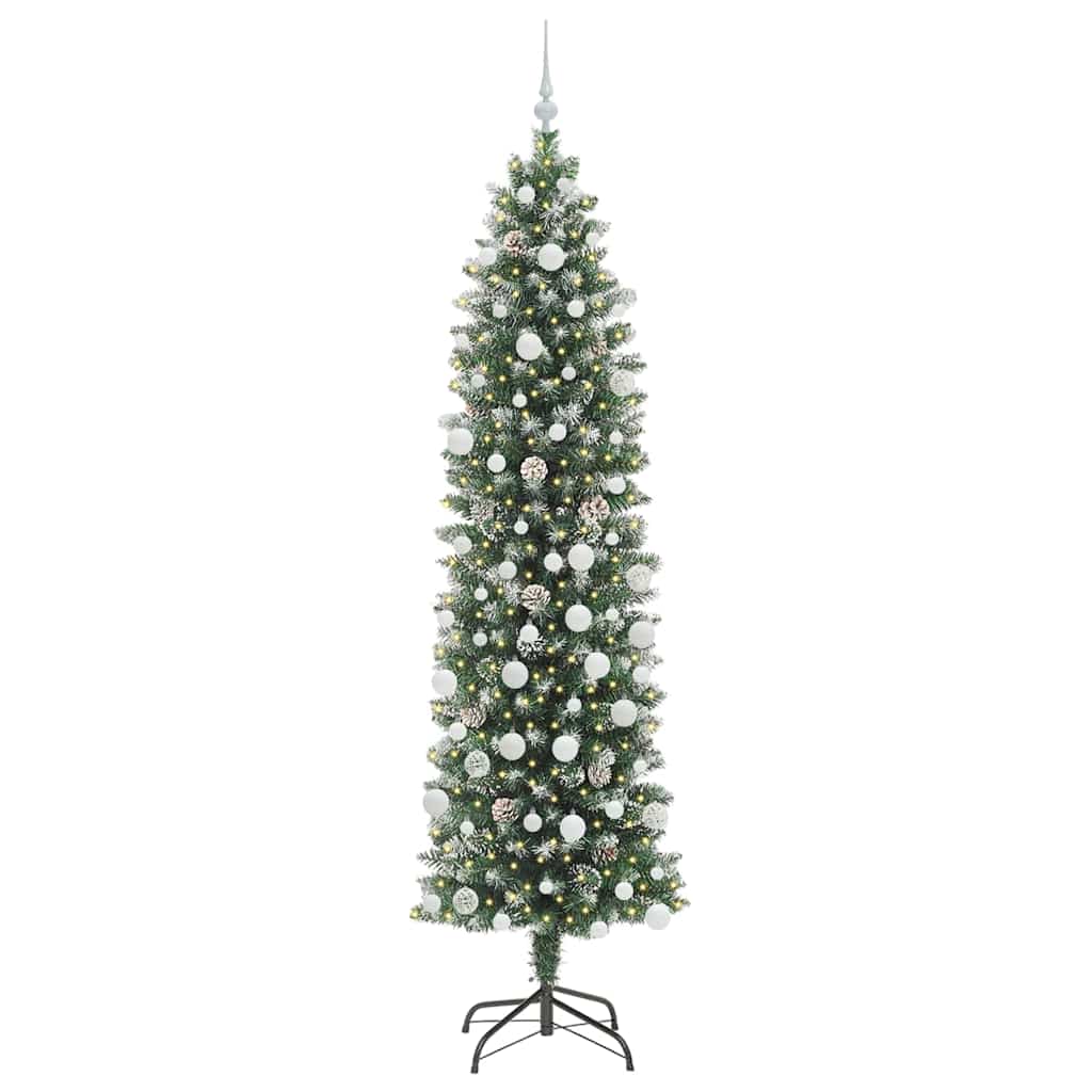 Kunstmatige slanke kerstboom met 300 LED Groen en Wit 210 cm is nu te koop bij PeponiXL, paradijselijk wonen!