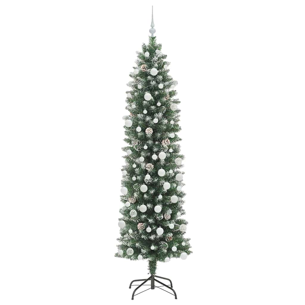 Kunstmatige slanke kerstboom met 300 LED Groen en Wit 210 cm is nu te koop bij PeponiXL, paradijselijk wonen!