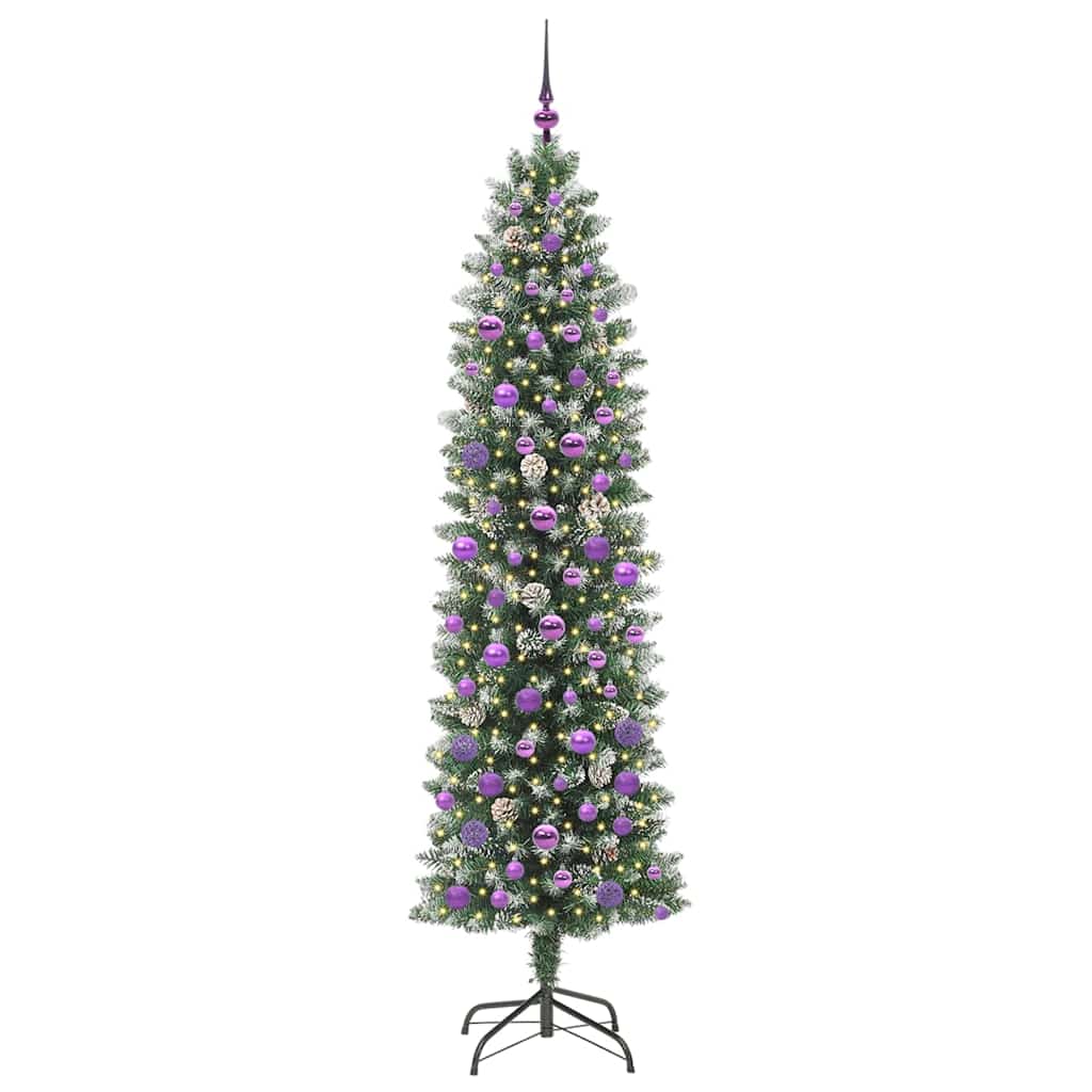 Kunstmatige slanke kerstboom met 300 LED Groen en Wit 210 cm is nu te koop bij PeponiXL, paradijselijk wonen!