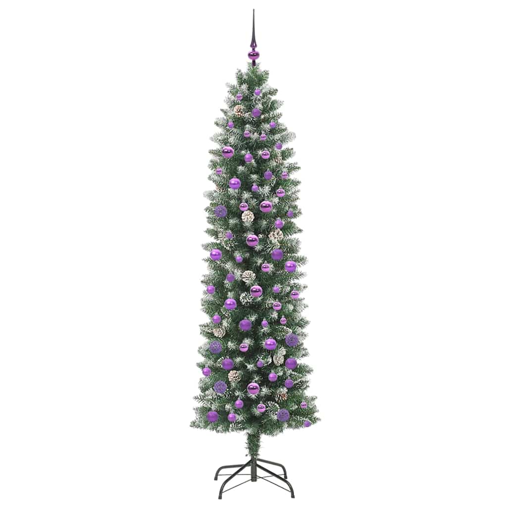 Kunstmatige slanke kerstboom met 300 LED Groen en Wit 210 cm is nu te koop bij PeponiXL, paradijselijk wonen!