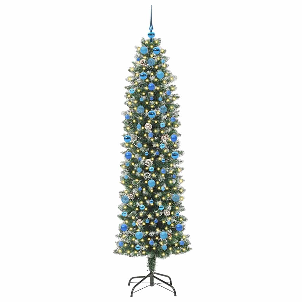 Kunstmatige slanke kerstboom met 300 LED Groen en Wit 210 cm is nu te koop bij PeponiXL, paradijselijk wonen!