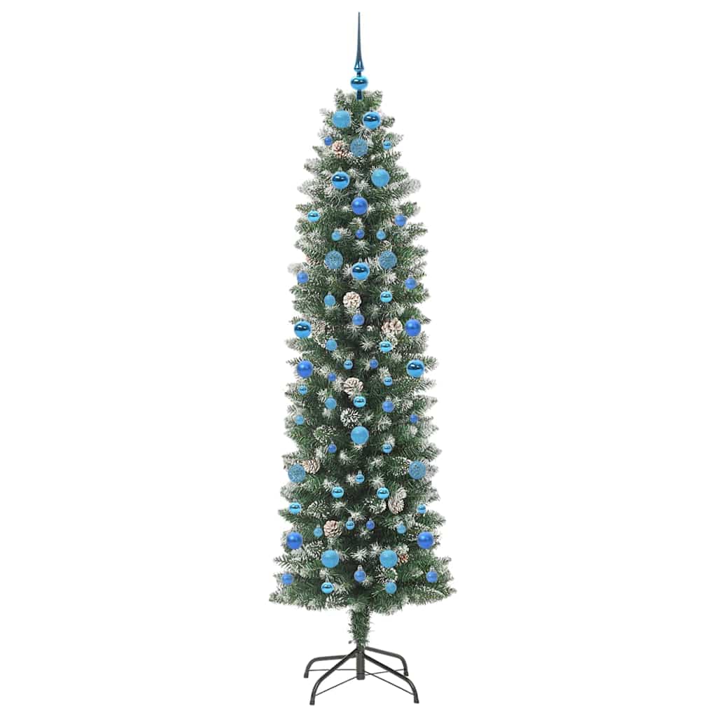 Kunstmatige slanke kerstboom met 300 LED Groen en Wit 210 cm is nu te koop bij PeponiXL, paradijselijk wonen!