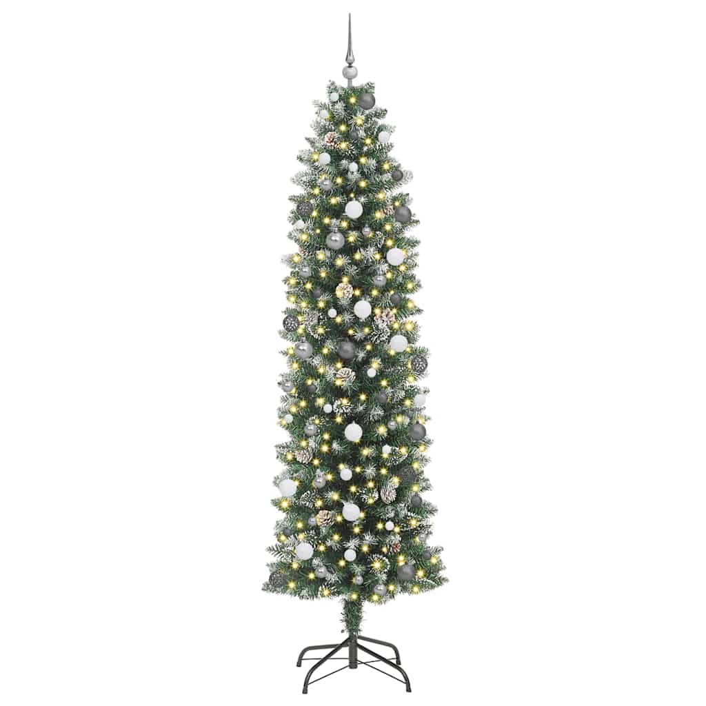 Kunstmatige slanke kerstboom met 300 LED Groen en Wit 240 cm is nu te koop bij PeponiXL, paradijselijk wonen!
