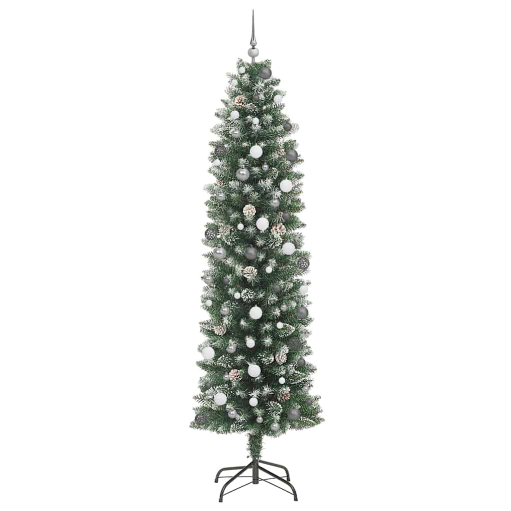 Kunstmatige slanke kerstboom met 300 LED Groen en Wit 240 cm is nu te koop bij PeponiXL, paradijselijk wonen!
