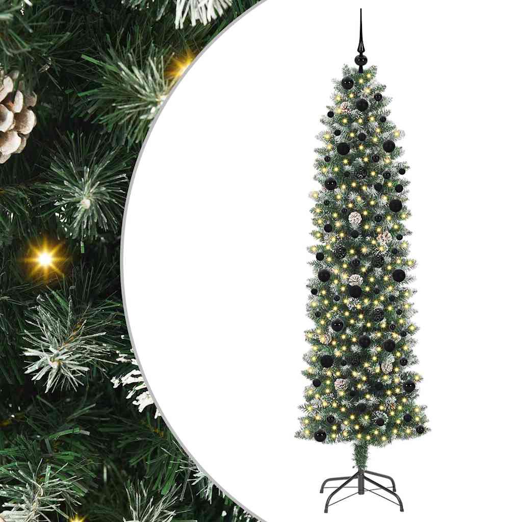 Kunstmatige slanke kerstboom met 300 LED Groen en Wit 240 cm is nu te koop bij PeponiXL, paradijselijk wonen!