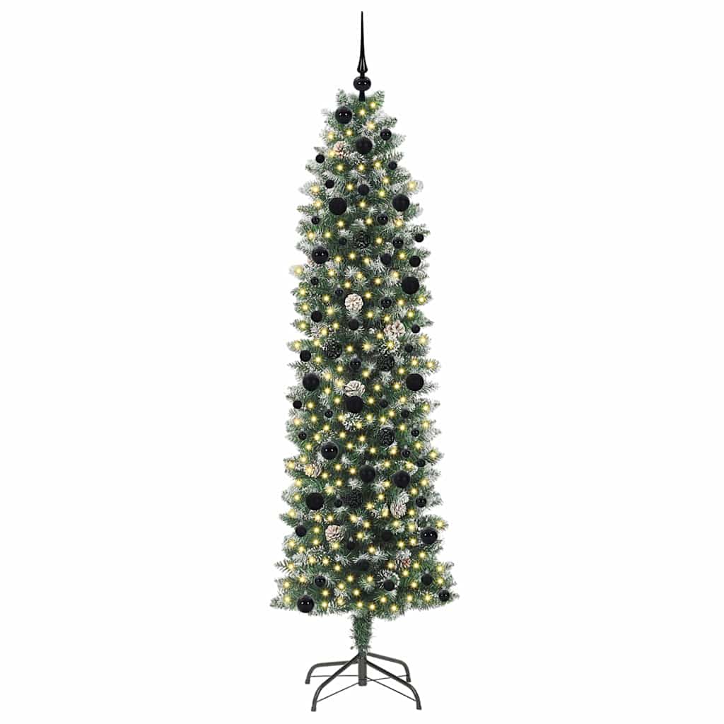 Kunstmatige slanke kerstboom met 300 LED Groen en Wit 240 cm is nu te koop bij PeponiXL, paradijselijk wonen!