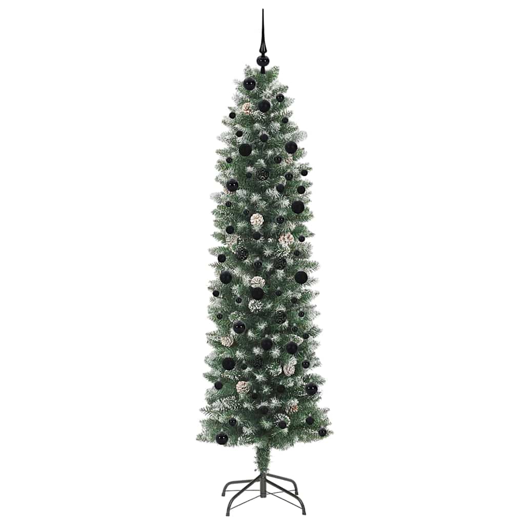 Kunstmatige slanke kerstboom met 300 LED Groen en Wit 240 cm is nu te koop bij PeponiXL, paradijselijk wonen!