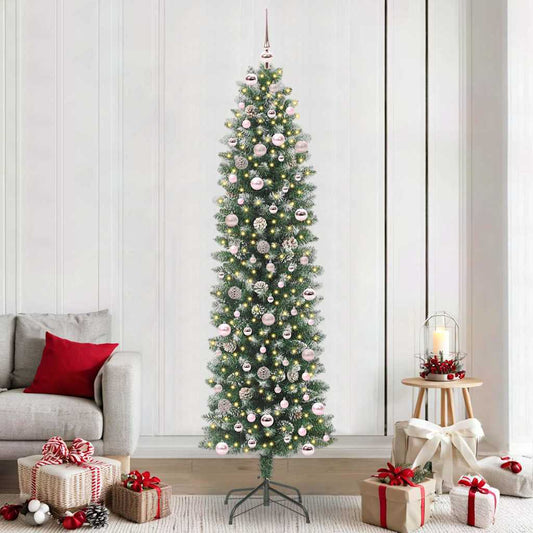 Kunstmatige slanke kerstboom met 300 LED Groen en Wit 240 cm is nu te koop bij PeponiXL, paradijselijk wonen!