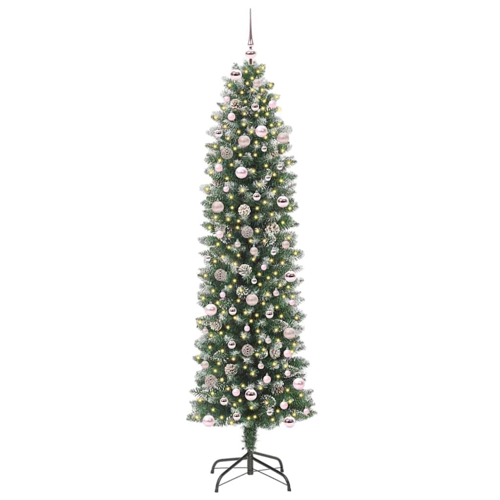 Kunstmatige slanke kerstboom met 300 LED Groen en Wit 240 cm is nu te koop bij PeponiXL, paradijselijk wonen!