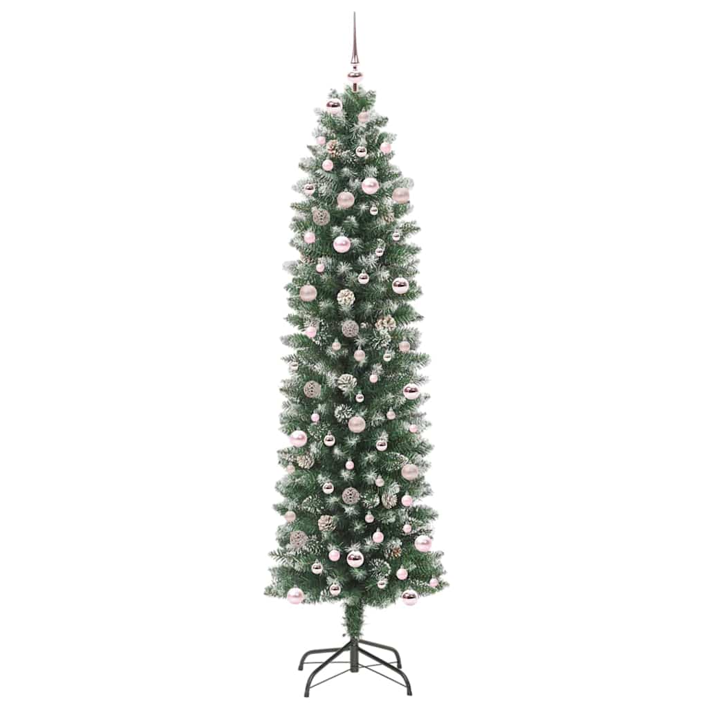 Kunstmatige slanke kerstboom met 300 LED Groen en Wit 240 cm is nu te koop bij PeponiXL, paradijselijk wonen!