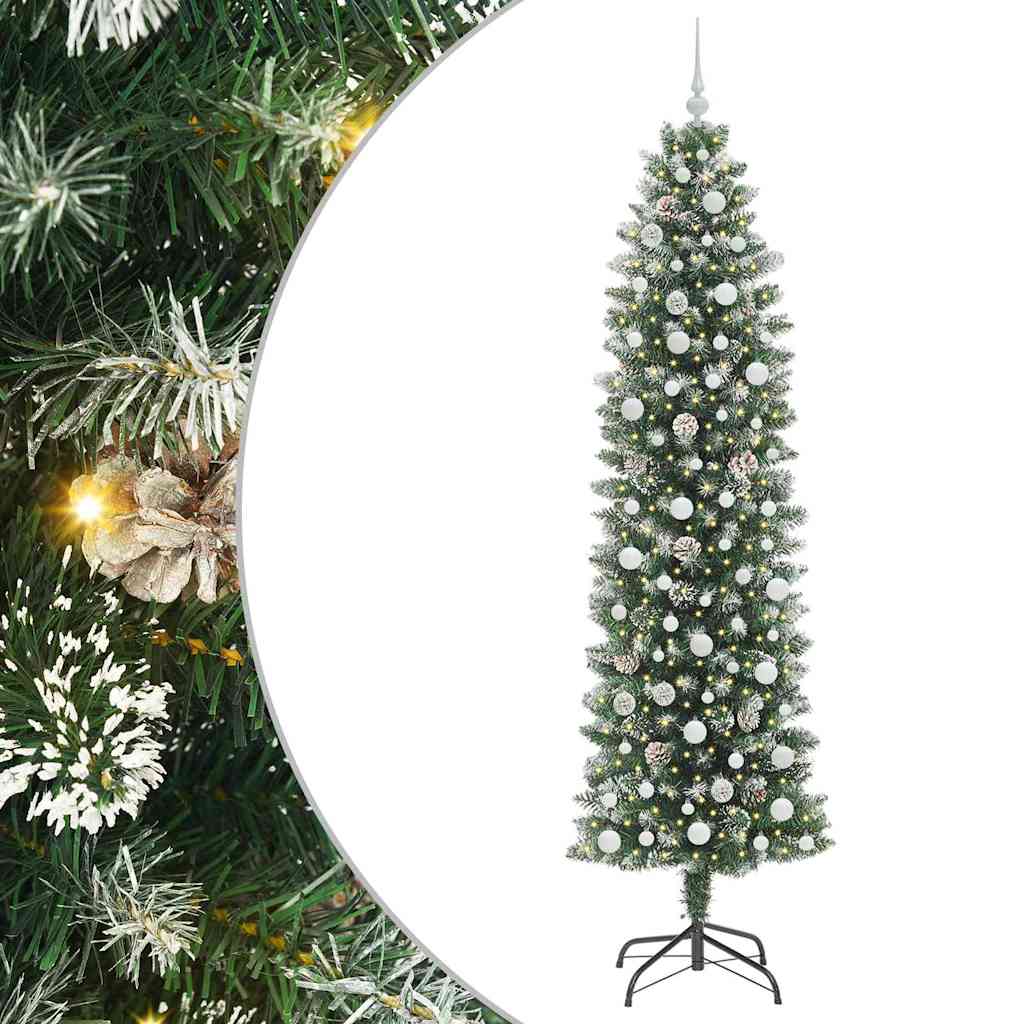 Kunstmatige slanke kerstboom met 300 LED Groen en Wit 240 cm is nu te koop bij PeponiXL, paradijselijk wonen!