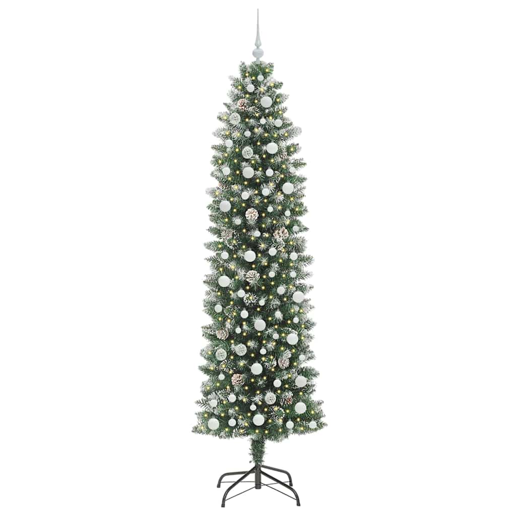 Kunstmatige slanke kerstboom met 300 LED Groen en Wit 240 cm is nu te koop bij PeponiXL, paradijselijk wonen!