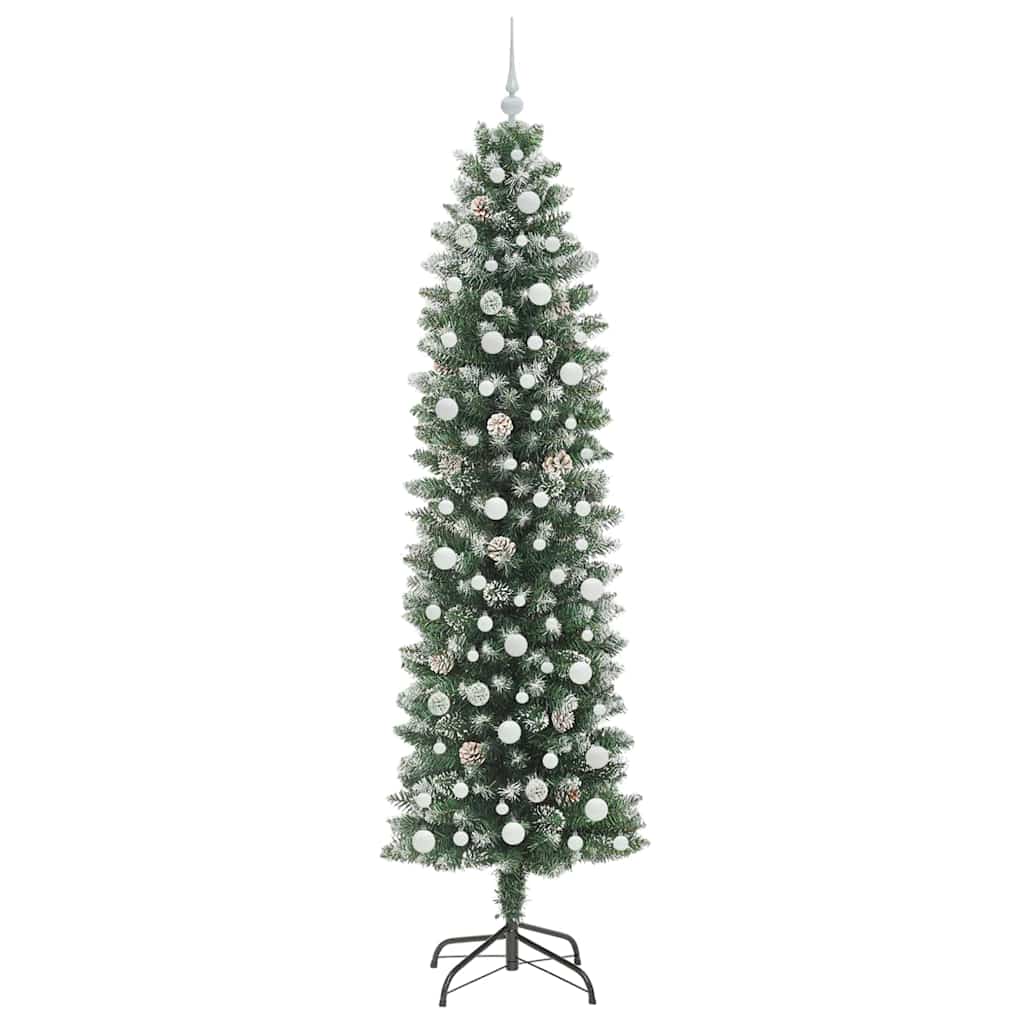 Kunstmatige slanke kerstboom met 300 LED Groen en Wit 240 cm is nu te koop bij PeponiXL, paradijselijk wonen!