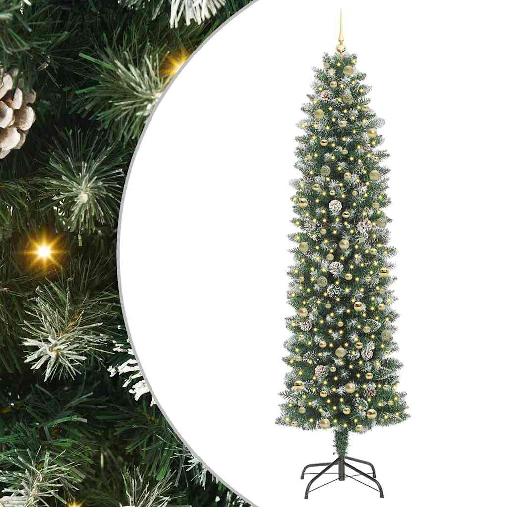 Kunstmatige slanke kerstboom met 300 LED Groen en Wit 240 cm is nu te koop bij PeponiXL, paradijselijk wonen!