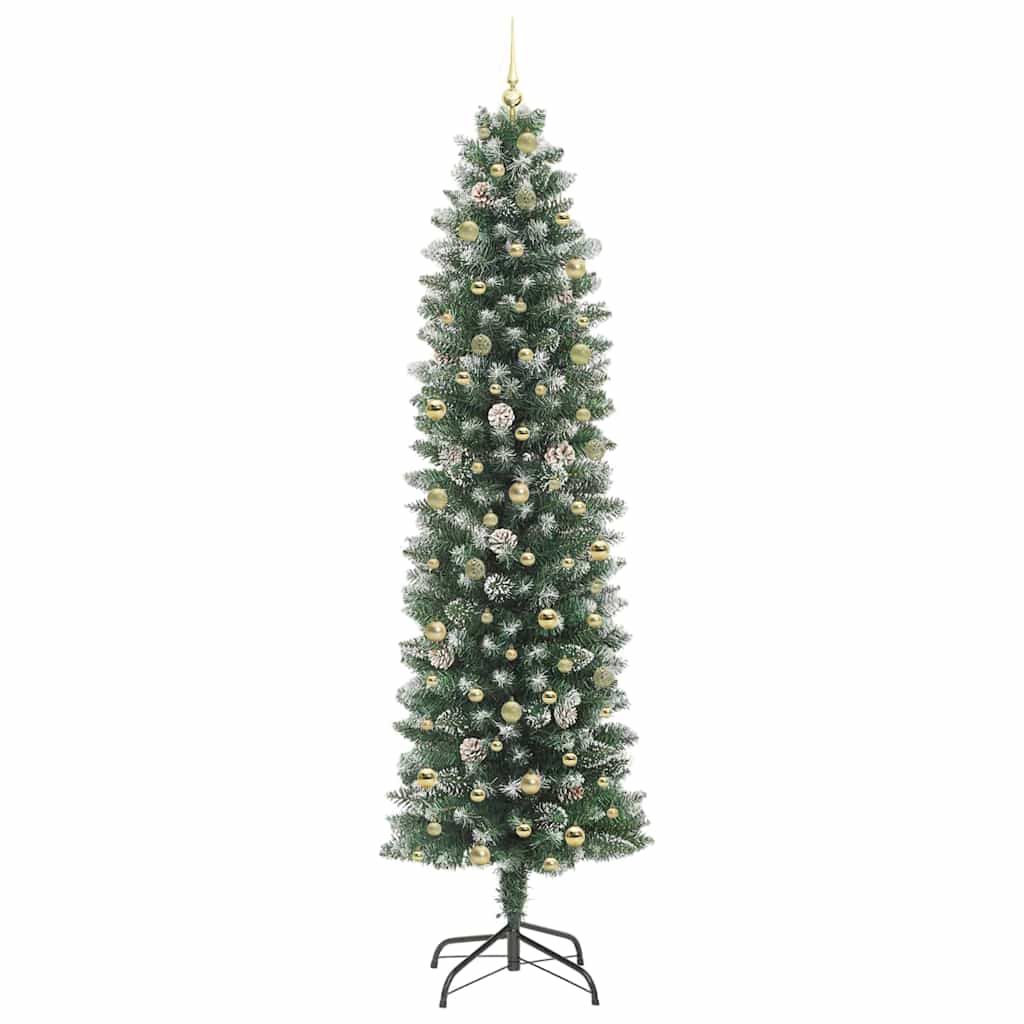 Kunstmatige slanke kerstboom met 300 LED Groen en Wit 240 cm is nu te koop bij PeponiXL, paradijselijk wonen!